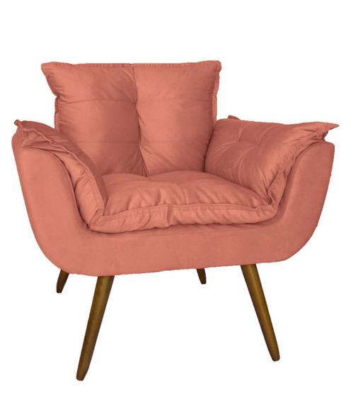 Imagem de Poltrona Decorativa Estofada Para Consultório Opala Suede Coral - DL DECOR