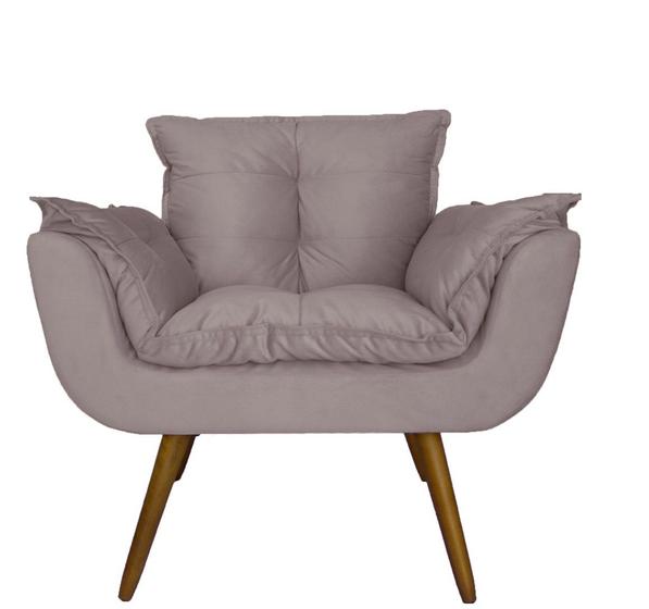 Imagem de Poltrona Decorativa Estofada Para Consultório Opala Suede Rose - DL Decor