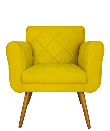 Imagem de Poltrona Decorativa Estofada Para Hall de Entrada Isabella Suede Amarelo - DL DECOR