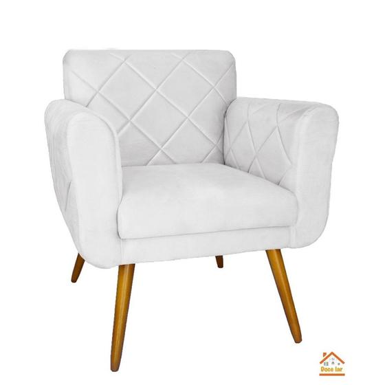 Imagem de Poltrona Decorativa Estofada Para Hall de Entrada Isabella Suede Branco - DL DECOR