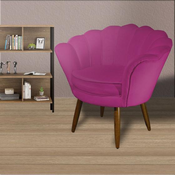 Imagem de Poltrona Decorativa Estofada Para Quarto Closet Pétala Veludo Pink - LM DECOR
