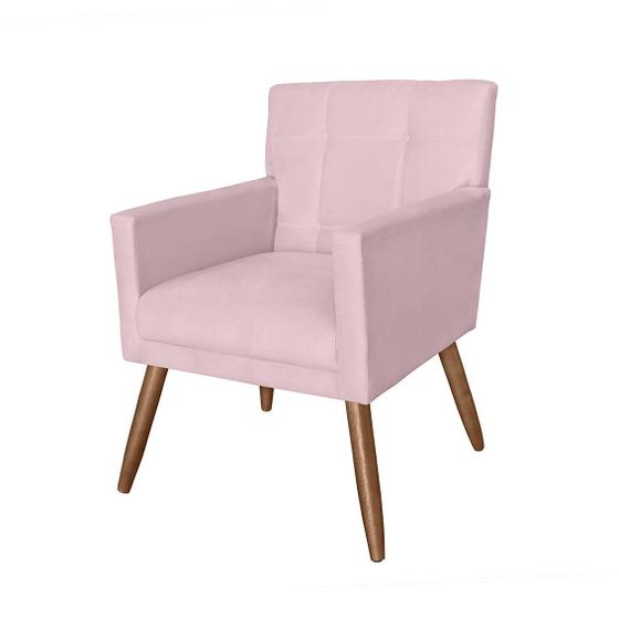 Imagem de Poltrona Decorativa Estofada Para Sala de Estar Onix Suede Rosa Bebe - LM DECOR