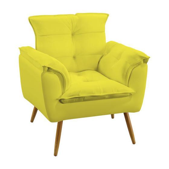 Imagem de Poltrona Decorativa Estofada Para Sala De Estar Opala Sued Amarelo Aradecor