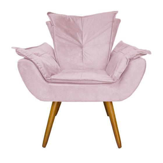 Imagem de Poltrona Decorativa Estofada Para Salão de Beleza Apolo Suede Rosa Bebe - LM DECOR