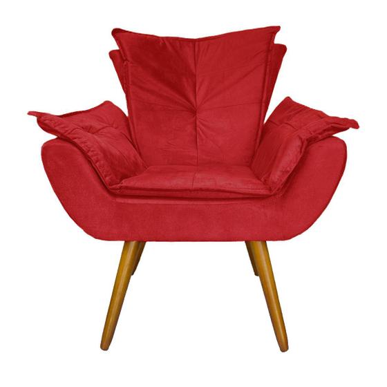 Imagem de Poltrona Decorativa Estofada Para Salão de Beleza Apolo Suede Vermelho - LM DECOR