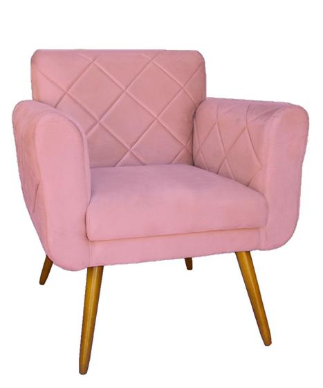 Imagem de Poltrona Decorativa Estofada Para Salão de Beleza Isabella Suede Rosa - LM DECOR