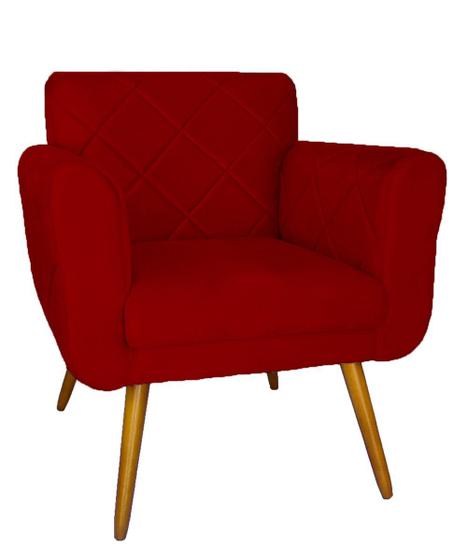 Imagem de Poltrona Decorativa Estofada Para Salão de Beleza Isabella Suede Vermelho- DL DECOR