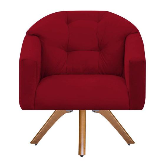 Imagem de Poltrona Decorativa Estrela Premium Base Giratória Suede Vermelho - MeularDecor