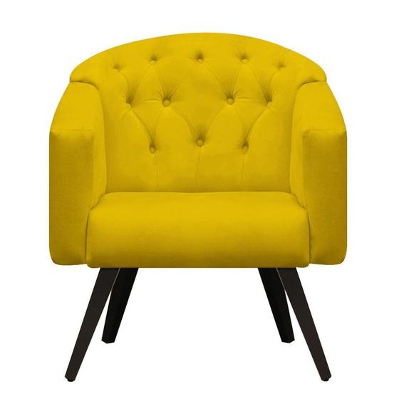 Imagem de Poltrona Decorativa Estrela Retrô Suede Amarelo - Casa & Estofados