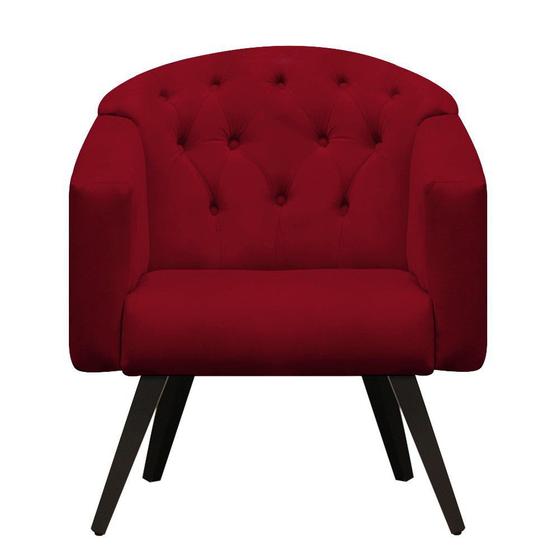 Imagem de Poltrona Decorativa Estrela Retrô Suede Vermelho - Casa & Estofados