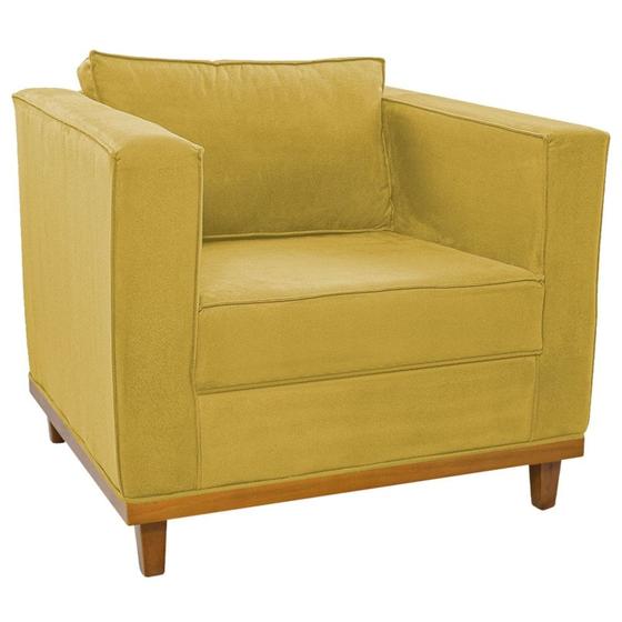 Imagem de Poltrona Decorativa Europa Suede Amarelo AM Decor