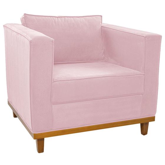 Imagem de Poltrona Decorativa Europa Suede Rosa Bebê ADJ Decor