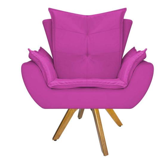 Imagem de Poltrona Decorativa Fenzzi Base Giratória de Madeira Sala de Estar Quarto Suede Pink - KDAcanto Móveis