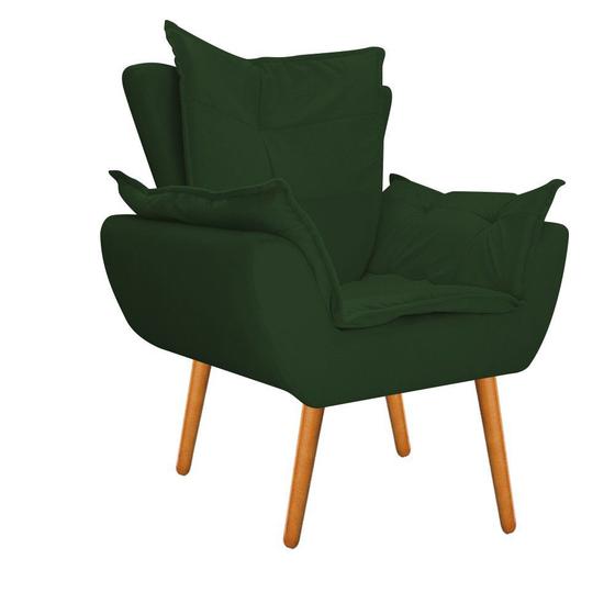 Imagem de Poltrona Decorativa Fenzzi Pés Palito Mel Sala de Espera Recepção Suede Verde - DAMAFFÊ MÓVEIS