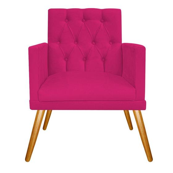 Imagem de Poltrona Decorativa Fernanda Pés Palito Mel Sala de Espera Recepção Suede Pink