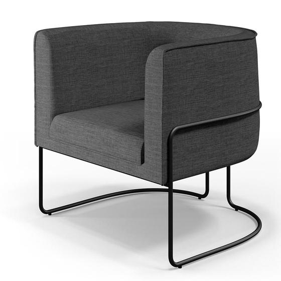 Poltrona Decorativa Fixa Base de Aço Preto Betina D02 Linho Cinza C-416 - Lyam Decor Menor preço em Poltrona Decorativa Fixa Base de Aço Preto Betina D02 Linho Cinza C-416 - Lyam Decor