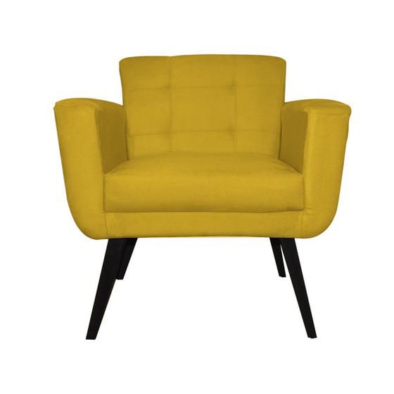 Imagem de Poltrona Decorativa Geovana Suede Amarelo Pés Madeira Mz Decor