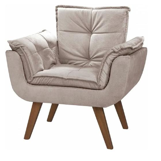 Imagem de Poltrona Decorativa Gran Opala Suede Cappuccino para Sala de Estar Luxo Escritório Quarto