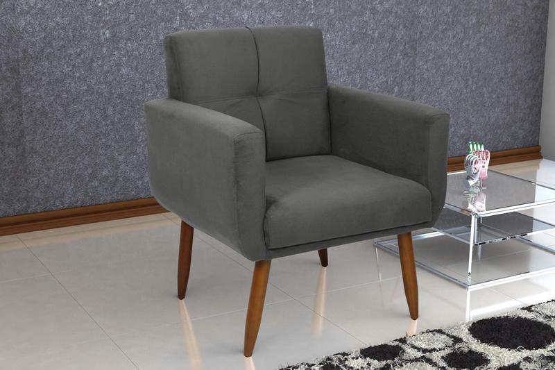 Imagem de Poltrona Decorativa Havana Suede Cinza B250 - Matrix