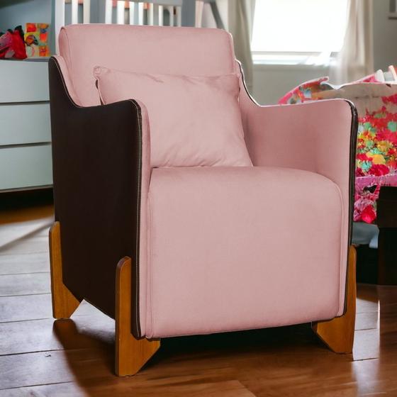 Imagem de Poltrona Decorativa Heloisa Veludo Rosa/Corano Marrom - Londrilar