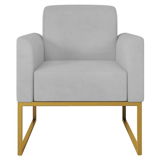 Imagem de Poltrona Decorativa Isabella Base Industrial Suede Cinza/Dourado G19 - Gran Belo