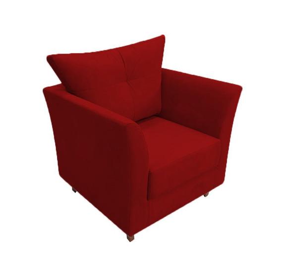 Imagem de Poltrona Decorativa Isis Suede Vermelho Pés Madeira Mz Decor