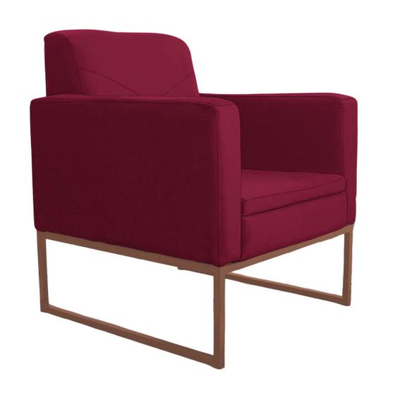 Imagem de Poltrona Decorativa Jade Base De Ferro Dourado Suede Vermelho Bordo - INCASA DECOR