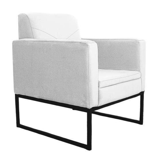 Imagem de Poltrona Decorativa Jade Base De Ferro Preto Suede Branco - INCASA DECOR