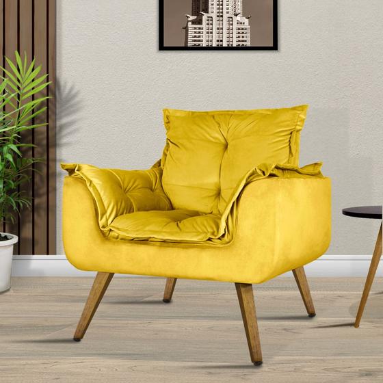 Imagem de Poltrona Decorativa Jade Larhome Suede Veludo Amarelo