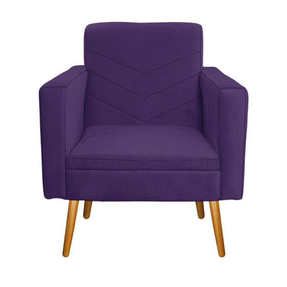 Imagem de Poltrona Decorativa Jade Recepçao Pes Palito Corano Roxo - INCASA DECOR