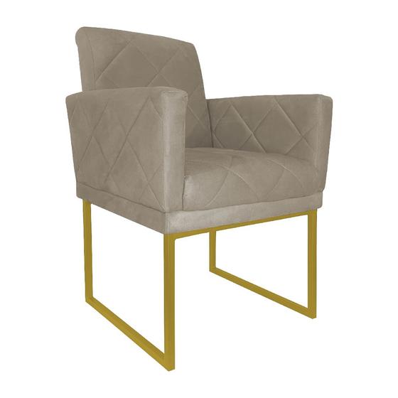 Imagem de Poltrona Decorativa Klara Base Gold Veludo Bege - Montanaris Decor