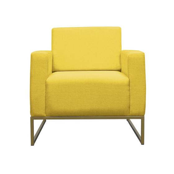 Imagem de Poltrona Decorativa Leticia Slim Com Base de Metal Suede Amarelo - DS Estofados