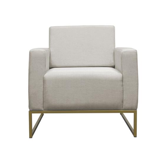 Imagem de Poltrona Decorativa Leticia Slim Com Base de Metal Suede Bege - DS Estofados