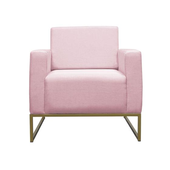 Imagem de Poltrona Decorativa Leticia Slim Com Base de Metal Suede Rosa Bebê - DS Estofados