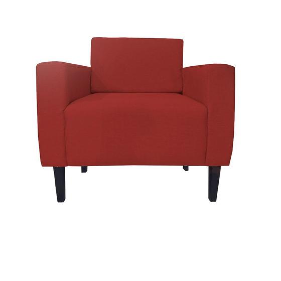 Imagem de Poltrona Decorativa Leticia Slim Couro Vermelho Pés Madeira Ms Decor