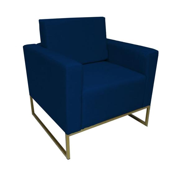 Imagem de Poltrona Decorativa Leticia Slim Suede Azul Marinho Base Metálica Ms Decor