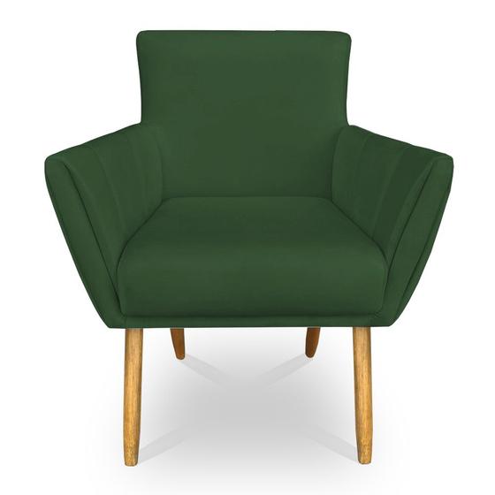 Imagem de Poltrona Decorativa Leticia Suede Verde Pés Palito Castanho - Pallazio