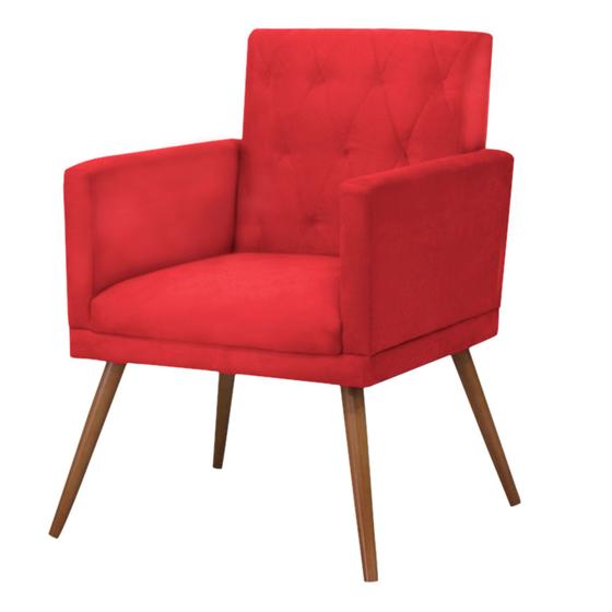 Imagem de Poltrona Decorativa Lisa Escritório Recepção Suede Vermelho