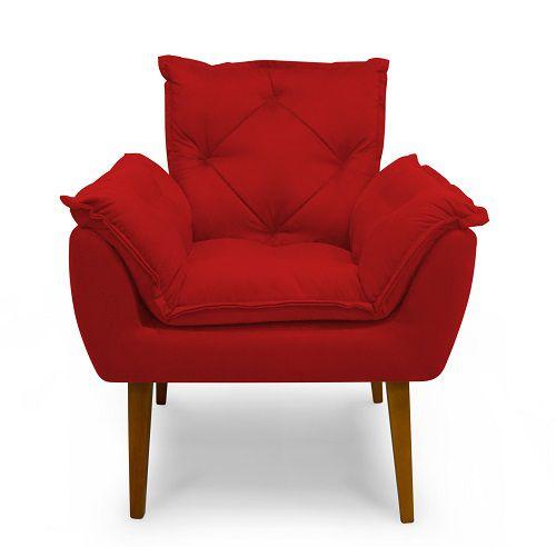 Imagem de Poltrona Decorativa Liza Suede Vermelho - Meu Lar Decorações