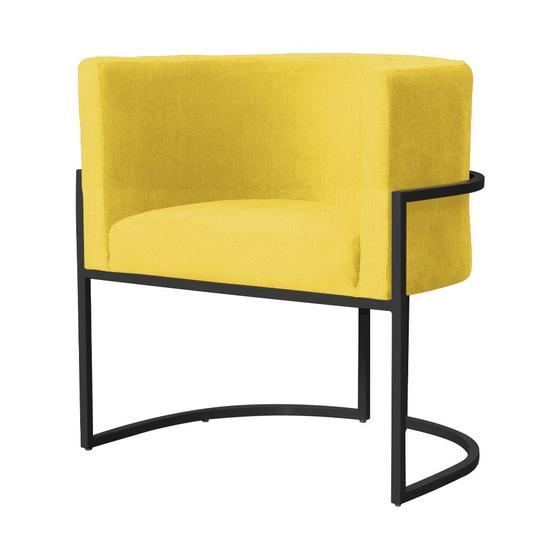 Imagem de Poltrona Decorativa Luana Suede Amarelo Base Preta Ms Decor