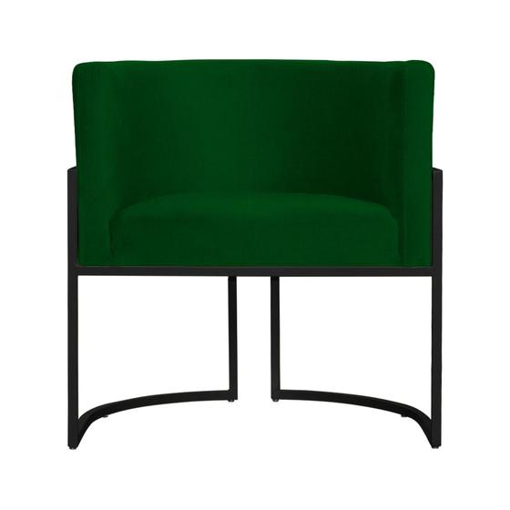 Imagem de Poltrona Decorativa Luana Suede Verde Base Preta Mz Decor