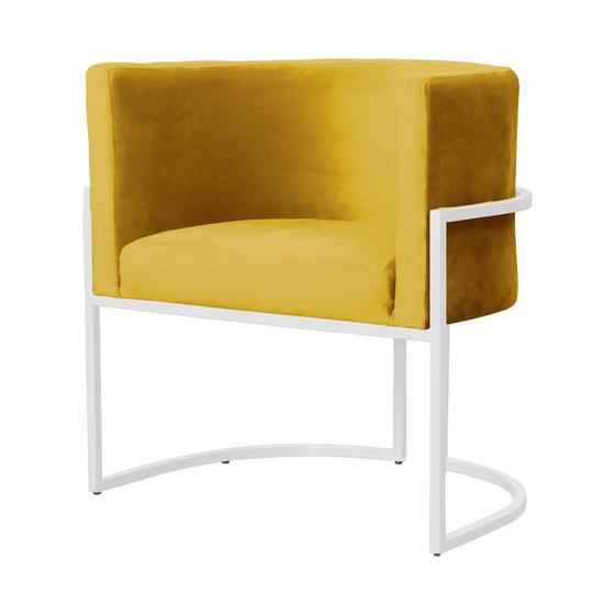 Imagem de Poltrona Decorativa Luana Veludo Amarelo Base Branca Ms Decor