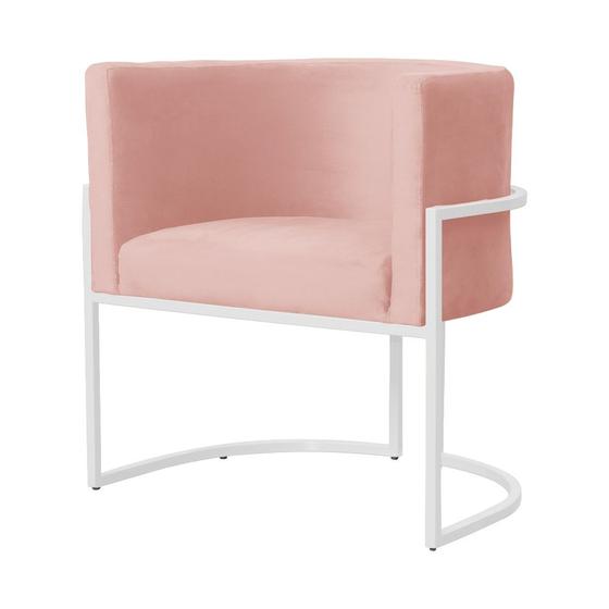 Imagem de Poltrona Decorativa Luana Veludo Rosa Base Branca Ms Decor