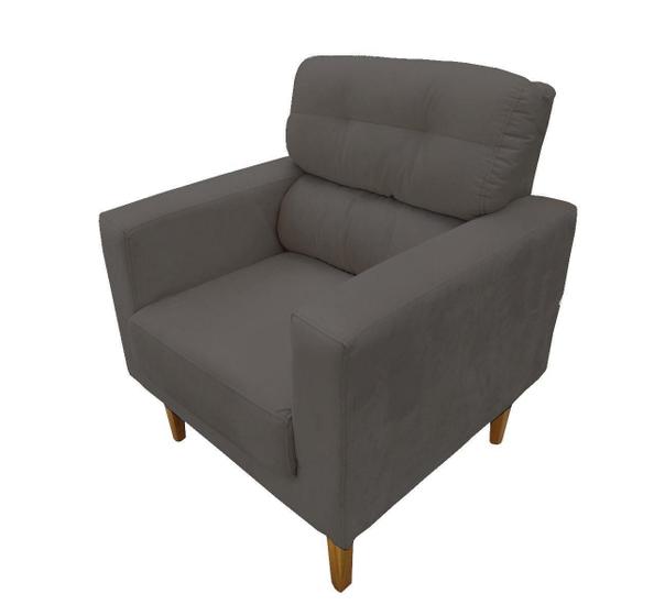 Imagem de Poltrona Decorativa Lunna Escritório Recepção Veludo Cinza Chumbo - Kimi Design