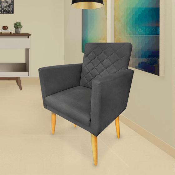 Imagem de Poltrona Decorativa Maitê Suede Grafite para recepção - 2M Decor