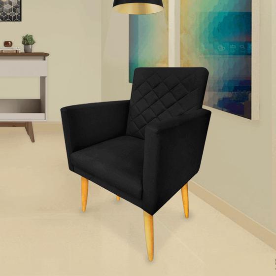 Imagem de Poltrona Decorativa Maitê Suede Preto para sala e recepção - 2M Decor