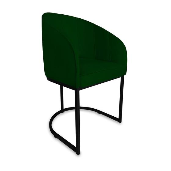 Imagem de Poltrona Decorativa Mia Base Industrial Preta Suede Verde - Vallisa Decor