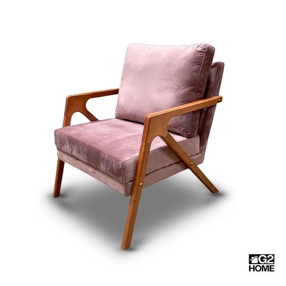 Imagem de Poltrona decorativa mona luxo - suede rosa g2 home