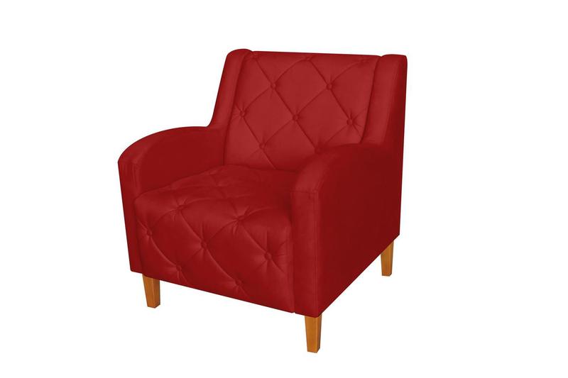 Imagem de Poltrona Decorativa Munique Suede Vermelho Pés Madeira Mz Decor