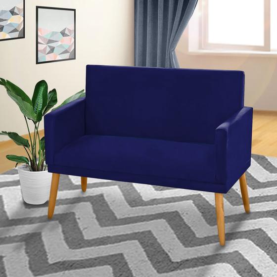 Imagem de Poltrona Decorativa Namoradeira Nina 2 Lugares Suede Azul Marinho